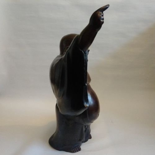 SUPERB JAPANESE ANTIQUE EARLY 20THC BRONZE SCULPTURE HOTEI - ADDITIONAL PHOTO 6
