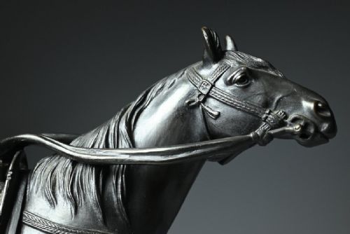 SUPERB JAPANESE MEIJI LATE 19THC BRONZE OKIMONO OF SHOGUNS HORSE MARUKI COMPANY - ADDITIONAL PHOTO 5
