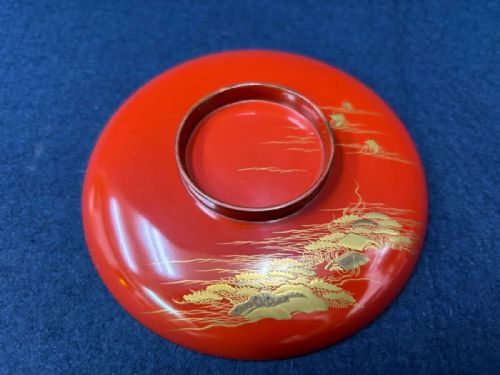STUNNING JAPANESE ANTIQUE EARLY 20THC SET OF 3 LACQUER SAKE CUPS MT FUJI SEASCAPES - ADDITIONAL PHOTO 5