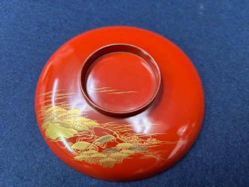 STUNNING JAPANESE ANTIQUE EARLY 20THC SET OF 3 LACQUER SAKE CUPS MT FUJI SEASCAPES - ADDITIONAL PHOTO 6