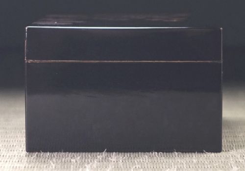 Rectangular black lacquer box decorated with gold and silver floral chrysanthemum motifs on the upper lid surface. View VII