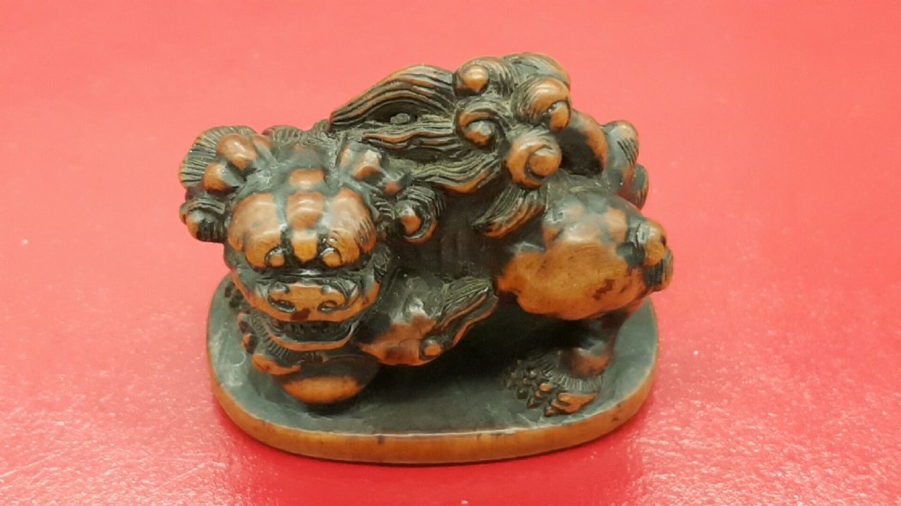 Japanese Edo Boxwood Netsuke of a Karashishi, Unsigned