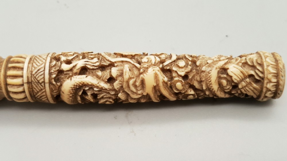 Beautiful Antique Chinese Ivory Needle Case with Superb Decoration View IV
