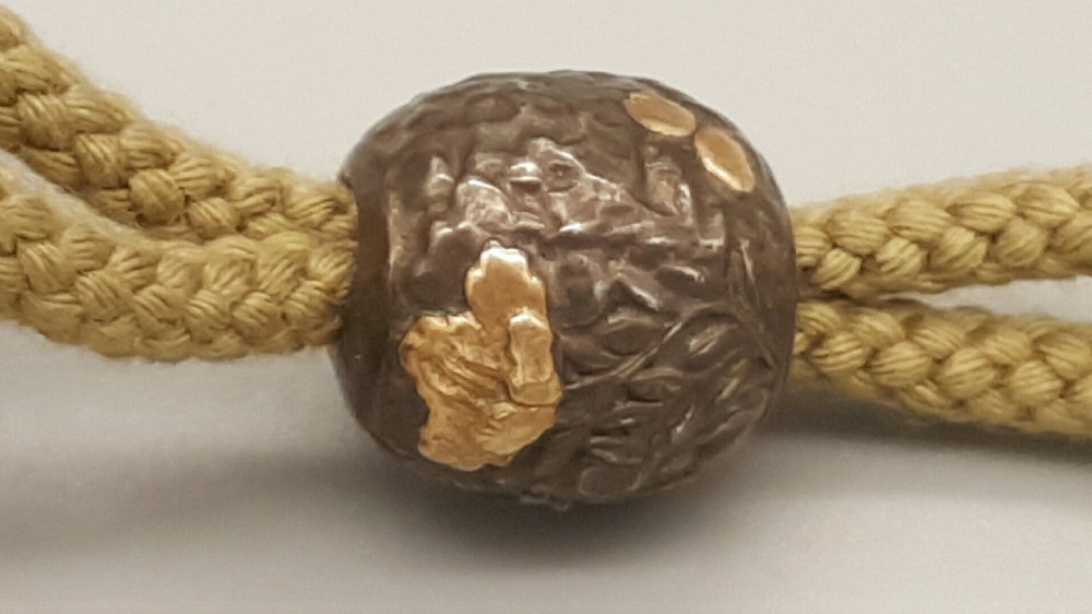 Rare Japanese Meiji Bronze and Gold Manju Netsuke and Ojime View III