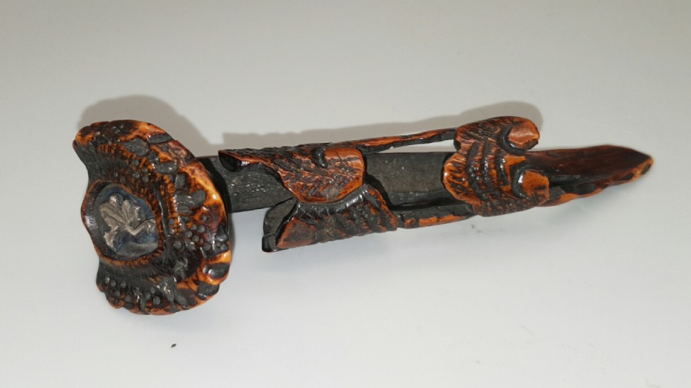 Unusual Japanese Stag Antler Sashi Netsuke Depicting Fungus