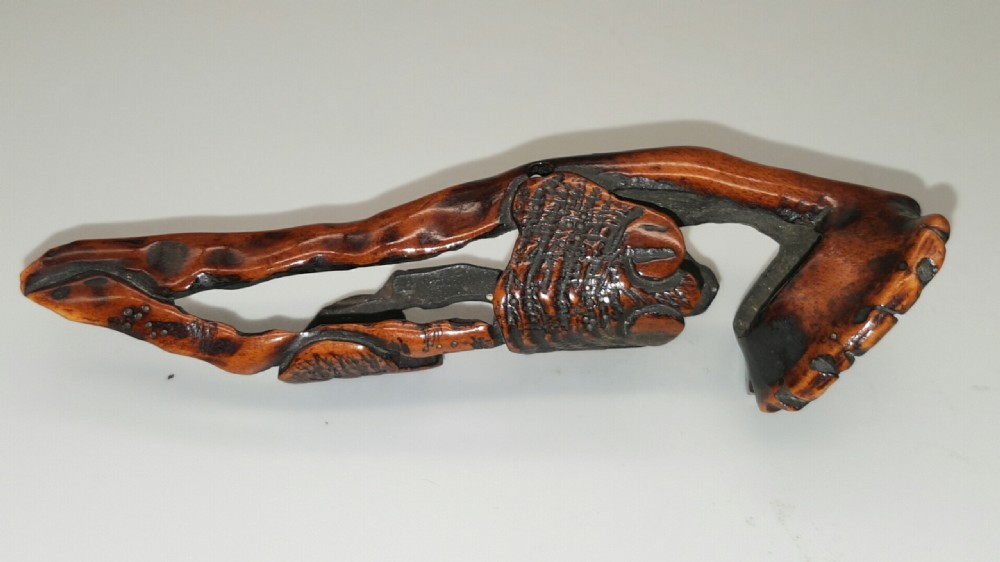 Unusual Japanese Stag Antler Sashi Netsuke Depicting Fungus View II