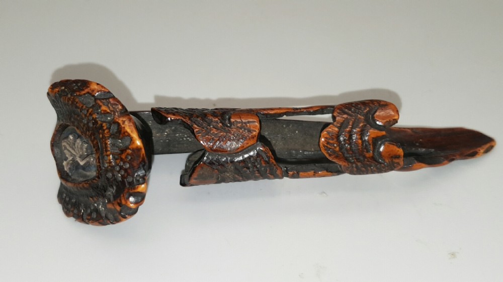 Unusual Japanese Stag Antler Sashi Netsuke Depicting Fungus View IV