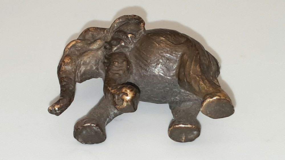Japanese Meiji Miniature Bronze Elephant  View V