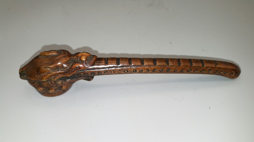 Antique Japanese Bronze Yatate in the Form of Dragon with a Long Tongue