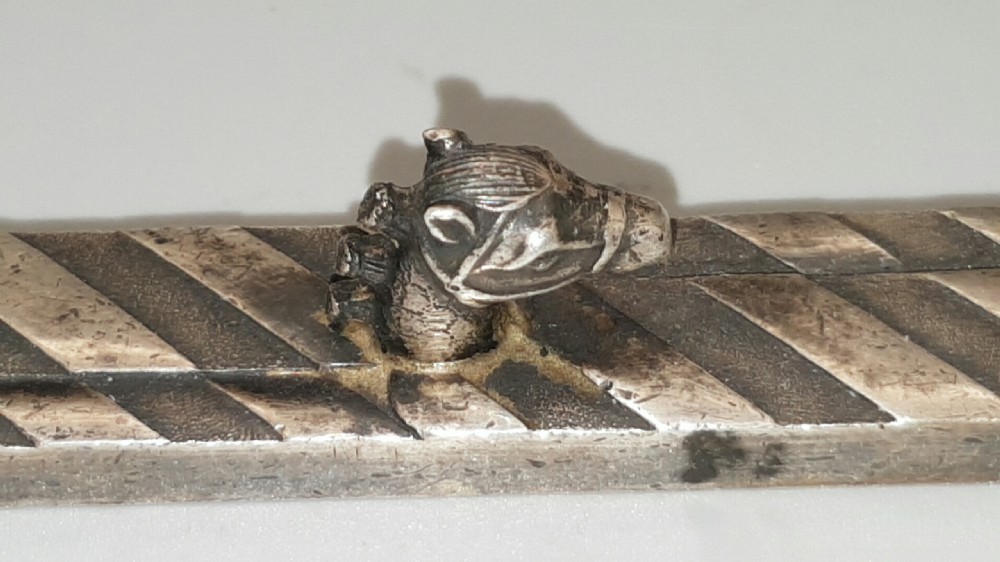 Rare Antique Japanese Silvered Bronze Traditional Paperweight with a Horse Head Design View IV