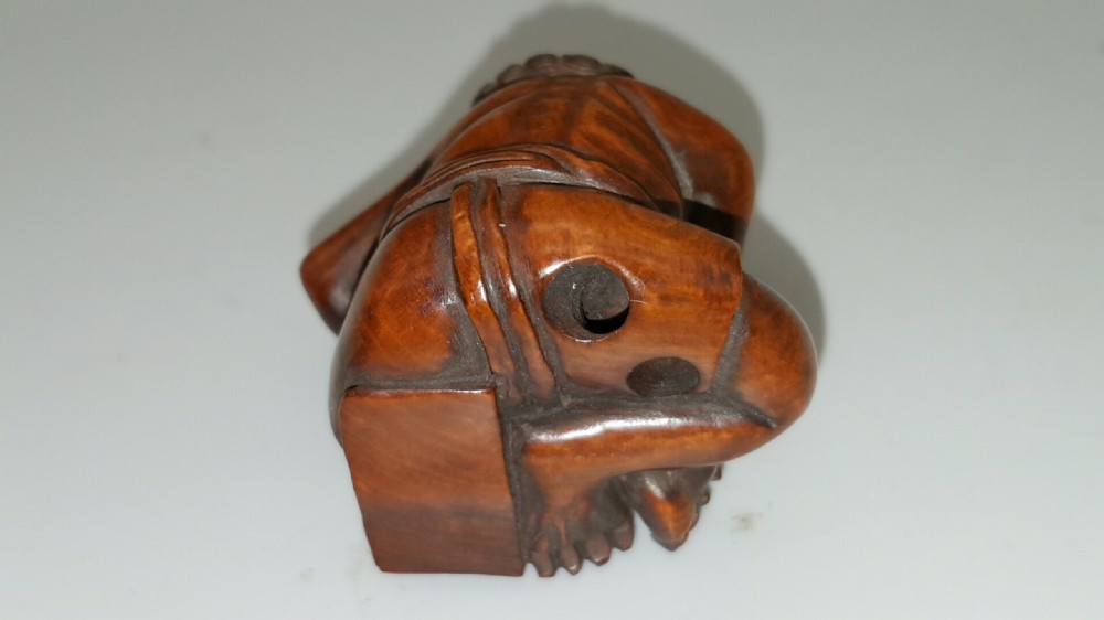 Good Meiji Boxwood Netsuke of an Oni  View V