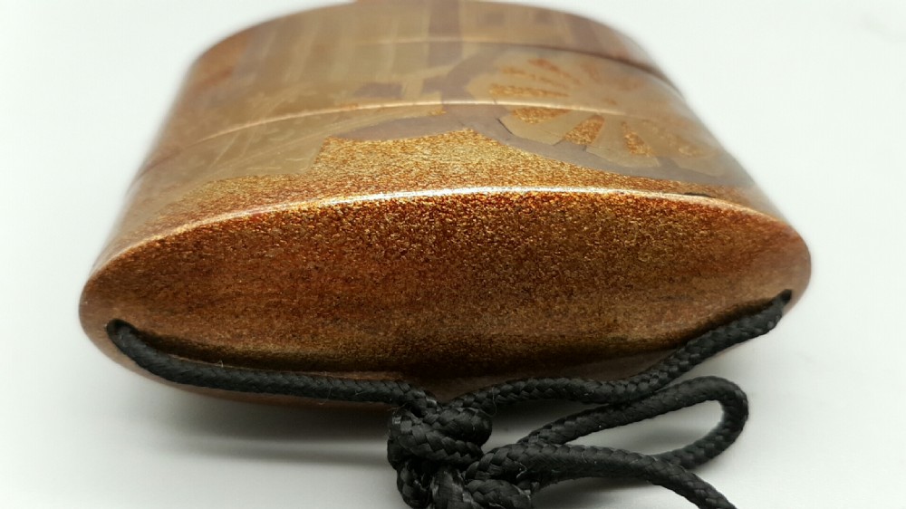 Nice Japanese Meiji Two-Case Gold Lacquer Inro & Agate Ojime View V
