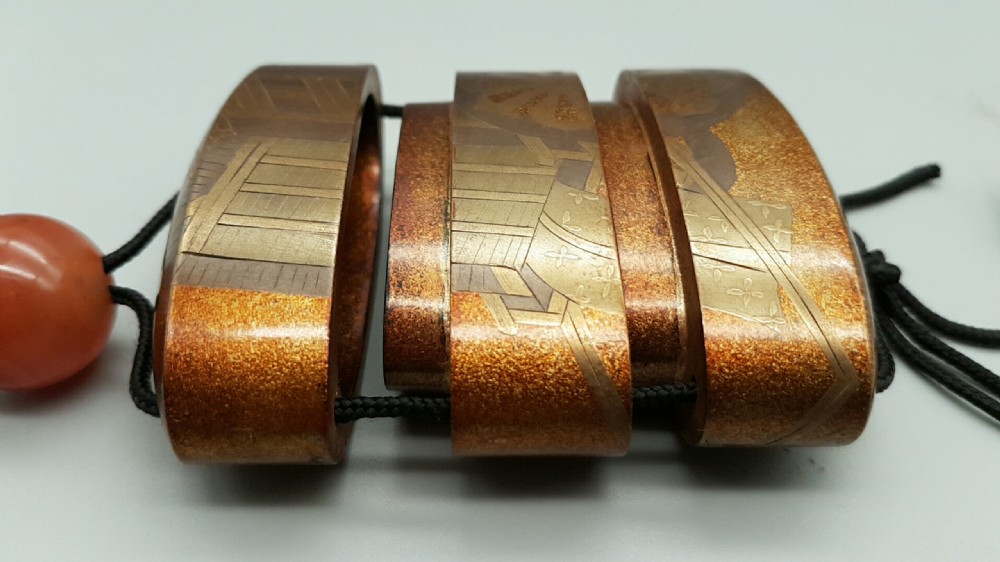 Nice Japanese Meiji Two-Case Gold Lacquer Inro & Agate Ojime View VII