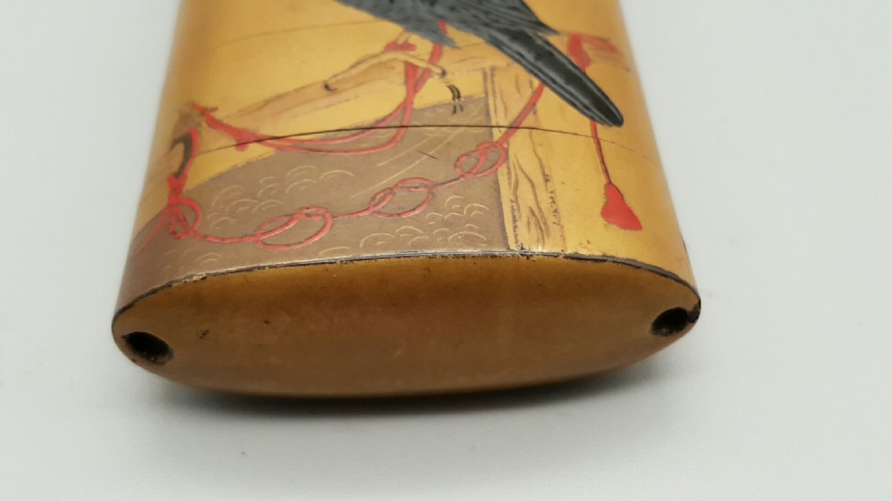 Japanese Edo (19thC) Lacquer Inro Depicting Falconry and Hunting Dog View VII
