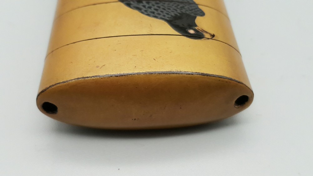 Japanese Edo (19thC) Lacquer Inro Depicting Falconry and Hunting Dog View VIII
