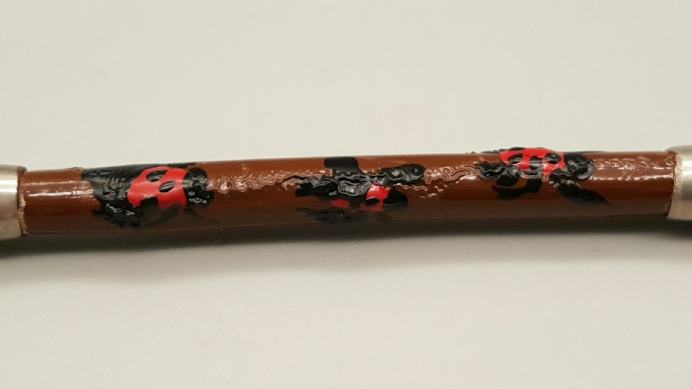 Japanese Meiji Silver and Bamboo Pipe with Ladybird Decoration View II