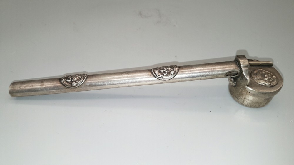 Antique Japanese Silvered Bronze Yatate with Dragon Mon (Emblem) View II