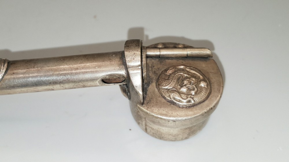 Antique Japanese Silvered Bronze Yatate with Dragon Mon (Emblem) View III