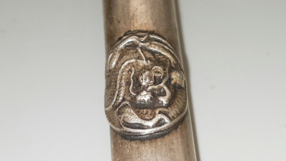 Antique Japanese Silvered Bronze Yatate with Dragon Mon (Emblem) View VII