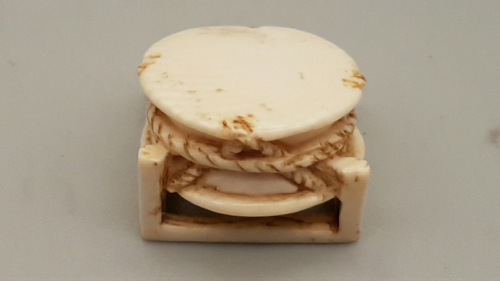 Rare Japanese Meiji Ivory Netsuke of a Traditional Japanese ‘Taiko’ Drum