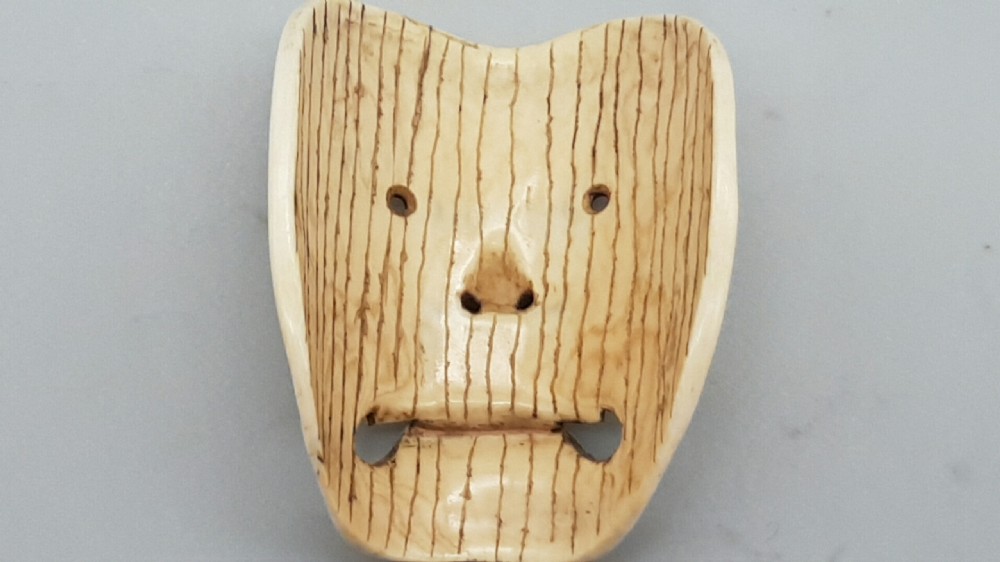 Japanese Edo Ivory Noh (Theatre) Mask Netsuke View III