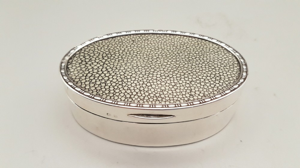 Superb Silver & Shagreen Trinket Box, Hallmarked Birmingham 1912