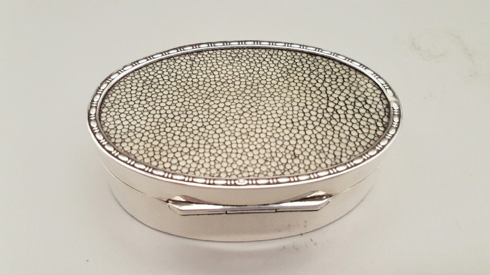 Superb Silver & Shagreen Trinket Box, Hallmarked Birmingham 1912 View II