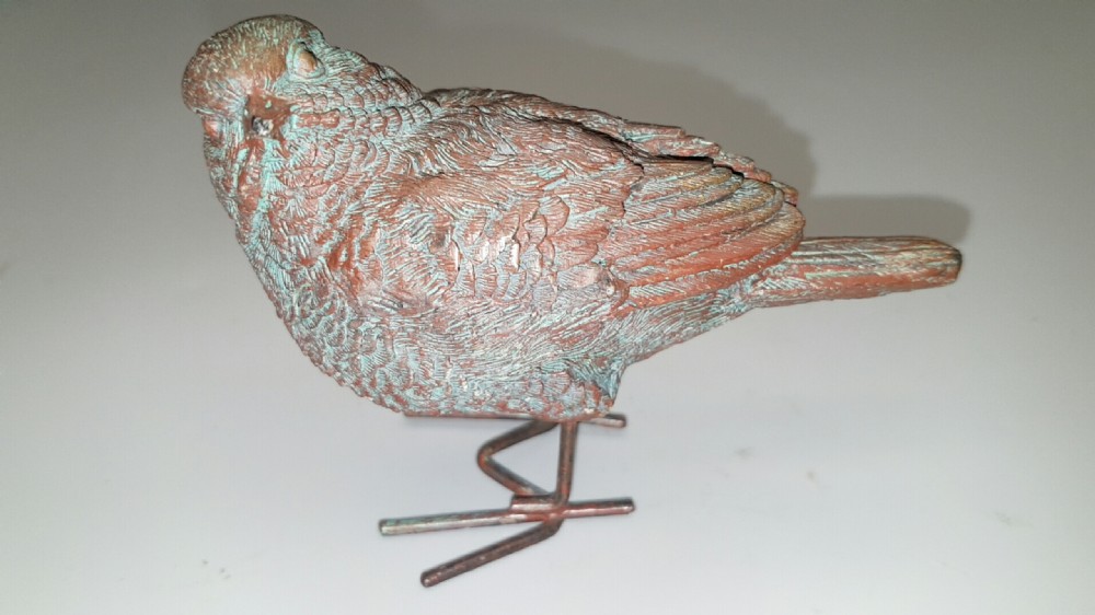 Charming Vintage French Metal Sparrow, Lovely Modelling/Casting & Patina