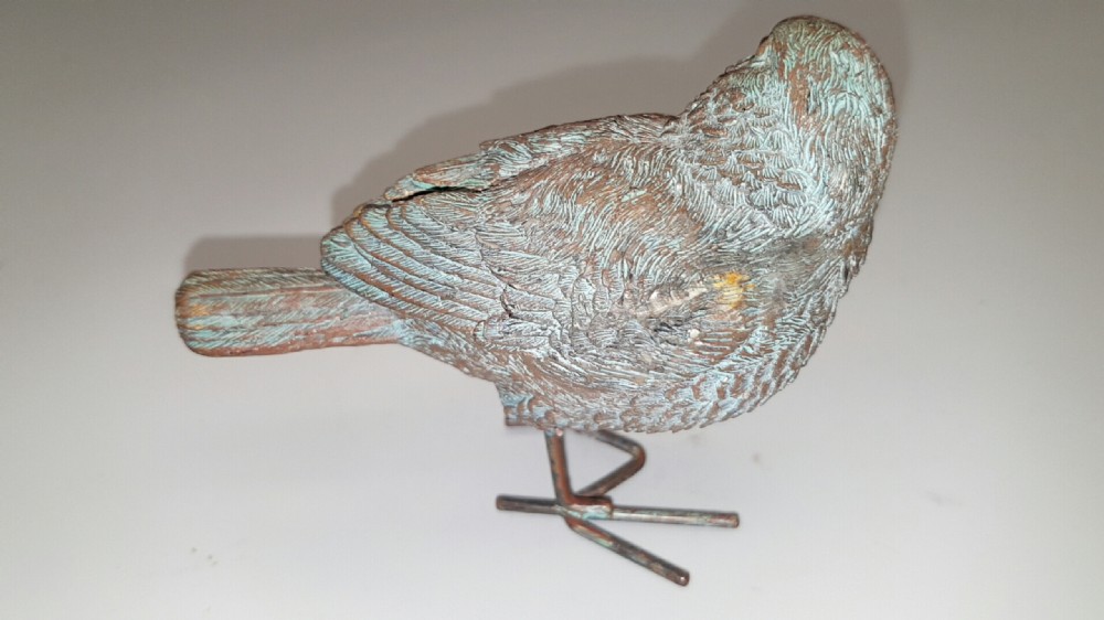 Charming Vintage French Metal Sparrow, Lovely Modelling/Casting & Patina View II