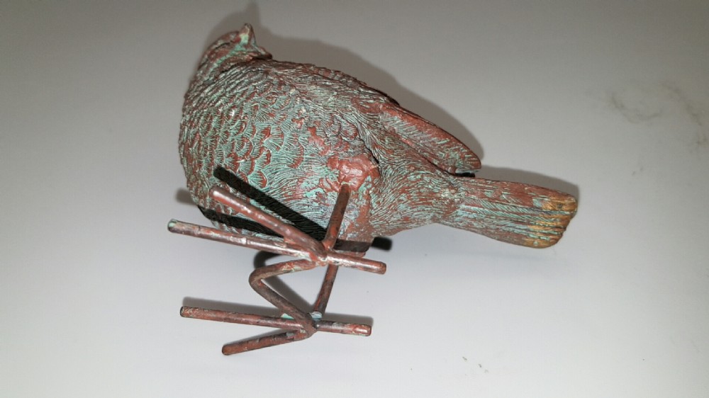 Charming Vintage French Metal Sparrow, Lovely Modelling/Casting & Patina View IV