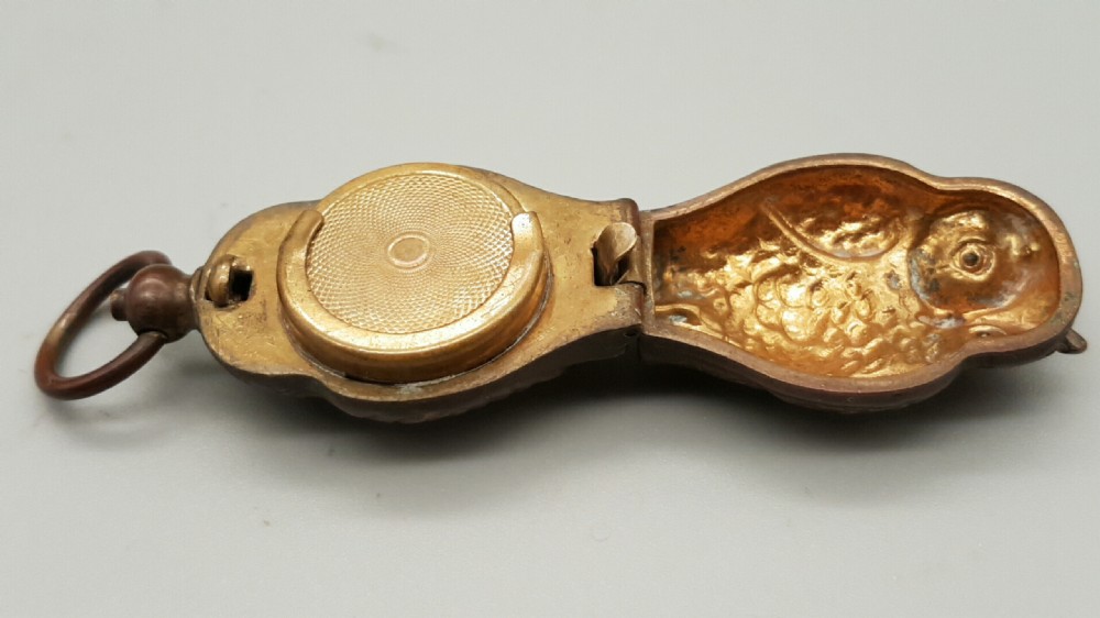Rare Antique Bronze Sovereign Case in the Form of an Owl View V