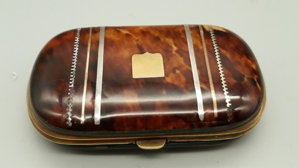 Superb Antique Tortoiseshell Purse with Inlaid Gold and Silver Decoration