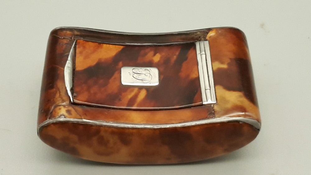 Lovely Victorian Tortoiseshell and Silver Snuff Box.