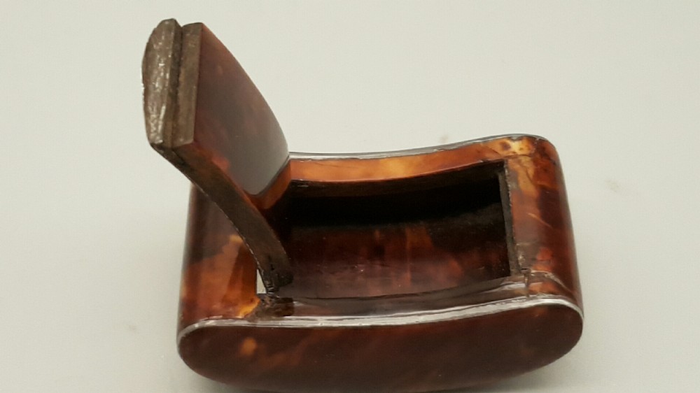 Lovely Victorian Tortoiseshell and Silver Snuff Box. View IV