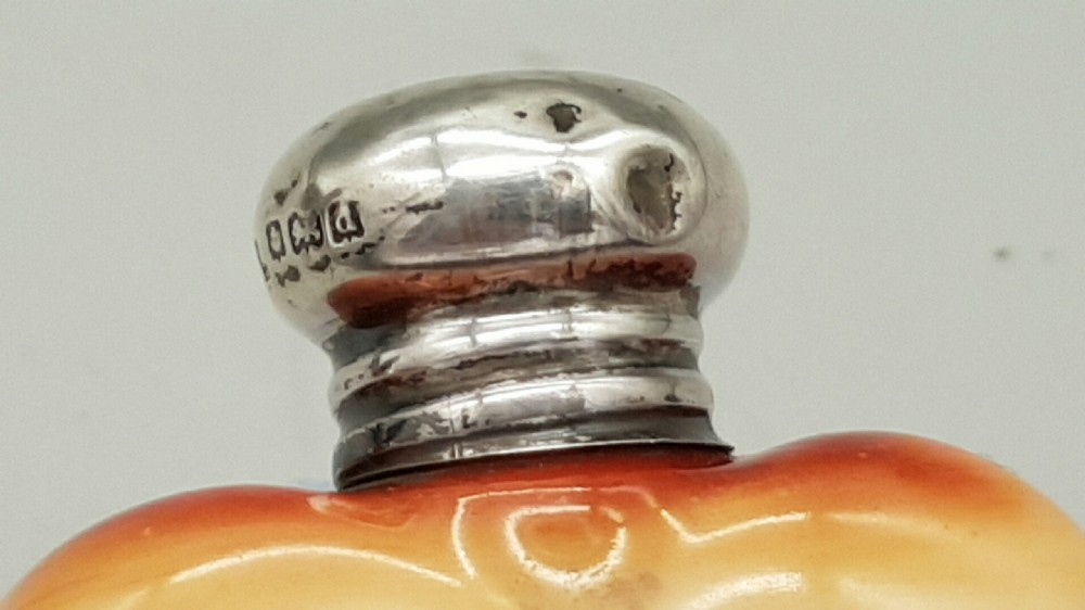 HAND-PAINTED ENAMEL PERFUME BOTTLE, SILVER TOP HALLMARKED BIRMINGHAM 1903 View III