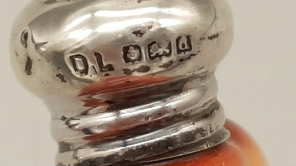 HAND-PAINTED ENAMEL PERFUME BOTTLE, SILVER TOP HALLMARKED BIRMINGHAM 1903 View IV