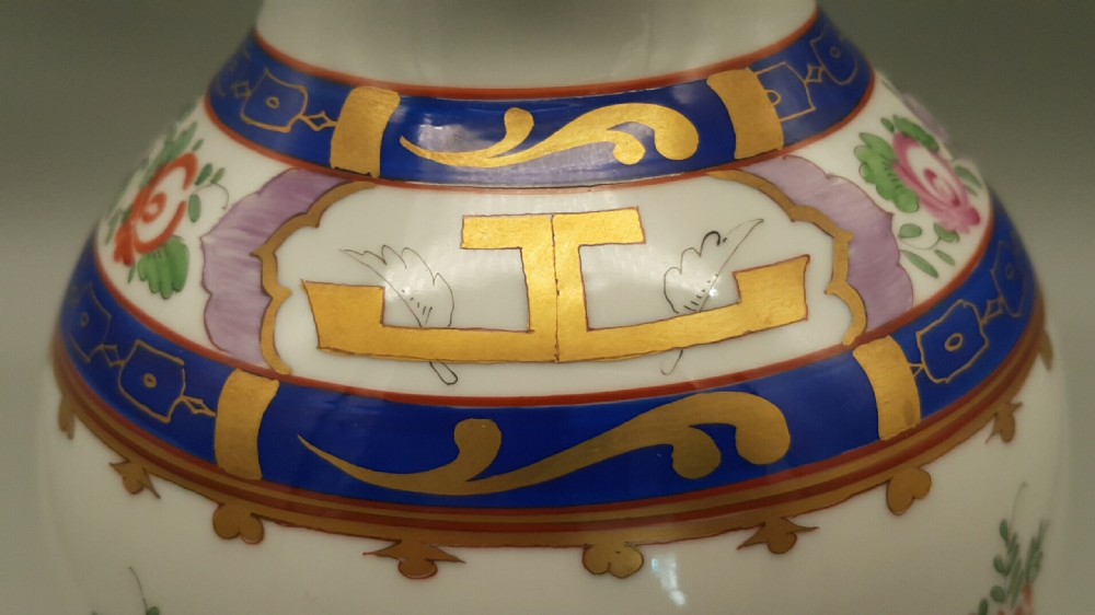 Lovely German Dresden Armorial Porcelain Vase With Cover, C1850, with Howard Family Crest View III