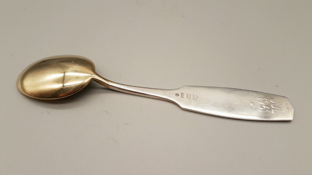 RARE ANTON MICHELSEN (DENMARK) STERLING SILVER GOLD-WASHED & ENAMEL SPOON View II