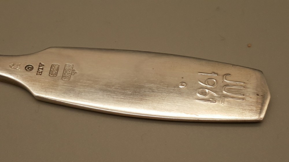 RARE ANTON MICHELSEN (DENMARK) STERLING SILVER GOLD-WASHED & ENAMEL SPOON View III