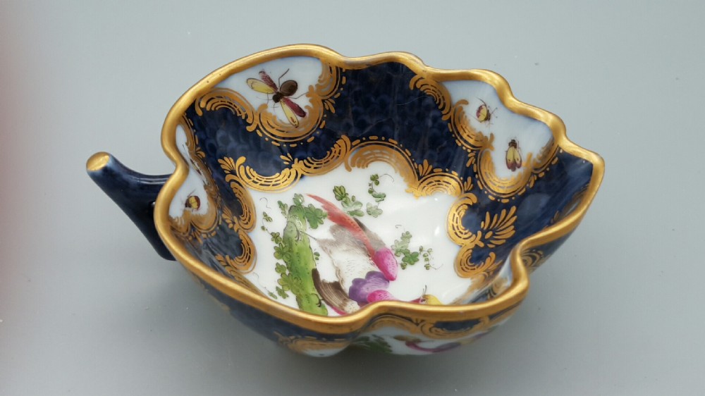 DELIGHTFUL ANTIQUE VICTORIAN LEAF SHAPED BUTTER BOAT BY SAMSON (PARIS) View II