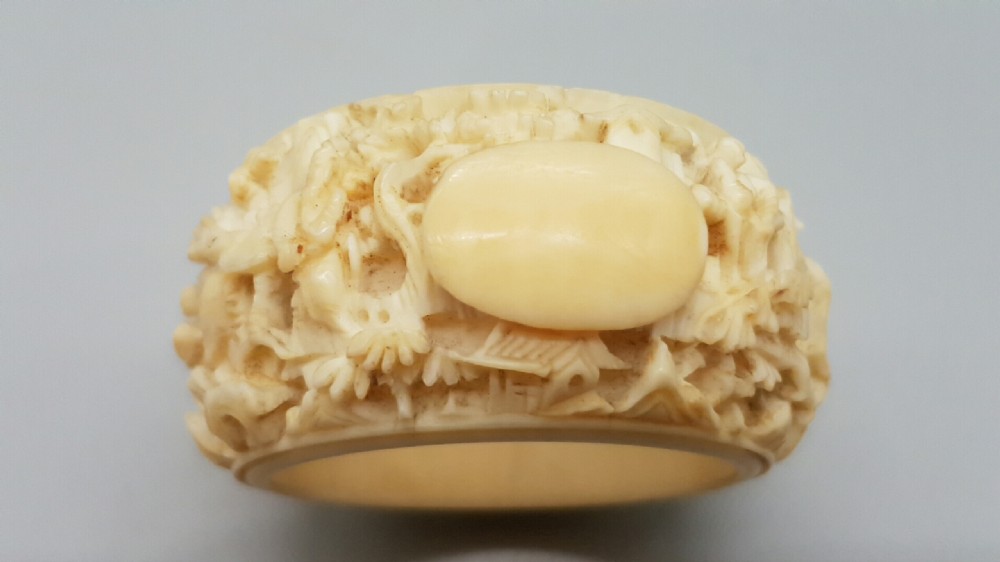 Outstanding pair of 19thC Chinese Ivory Carved Napkin Rings View V