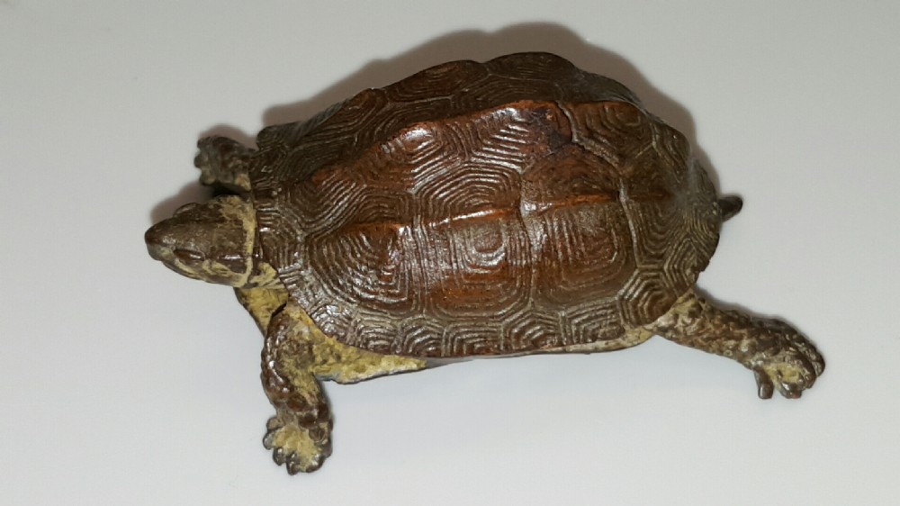 Exquisite Meiji Japanese Miniature Bronze of a Turtle