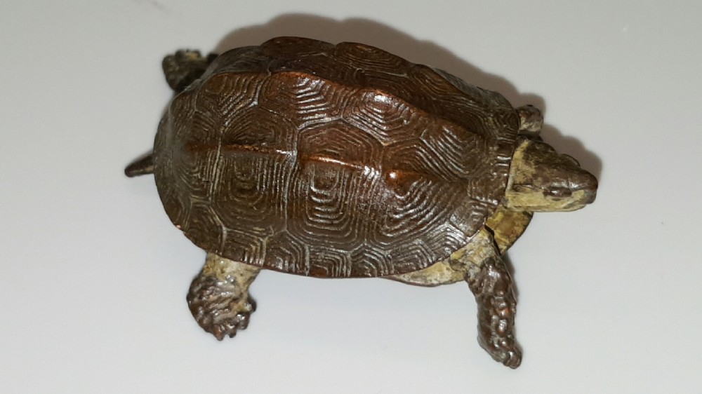 Exquisite Meiji Japanese Miniature Bronze of a Turtle View II