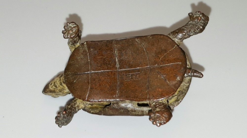 Exquisite Meiji Japanese Miniature Bronze of a Turtle View V