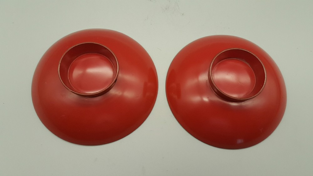 Pair of Japanese Vintage Lacquer Sake Cups Depicting Mount Fuji View II