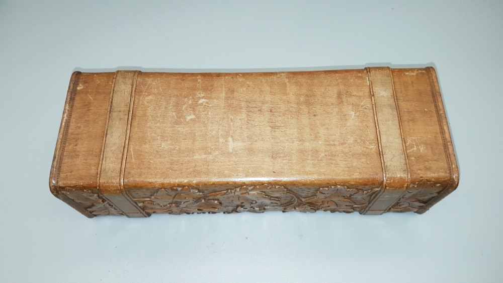 Beautiful Victorian English Oak (Treen) Carved Glove Box View V