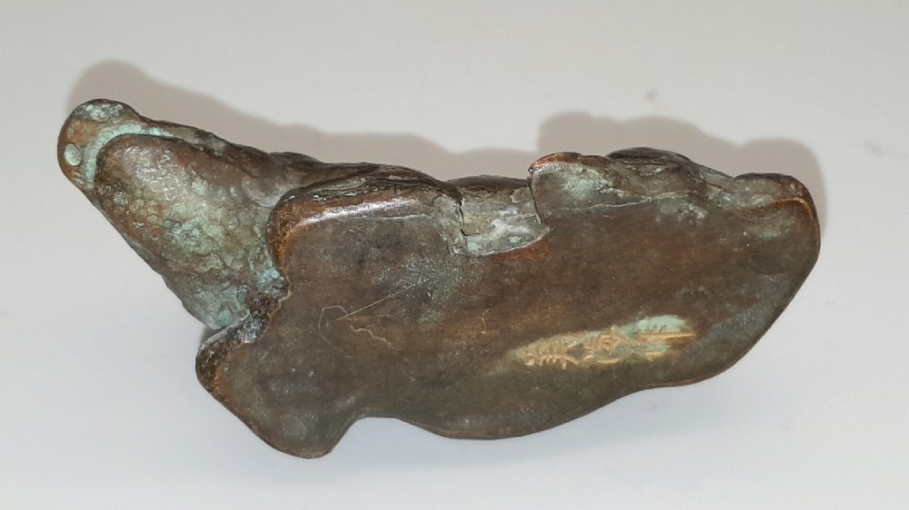 Nice Antique Meiji Japanese Bronze Boar Paperweight, Signed View III
