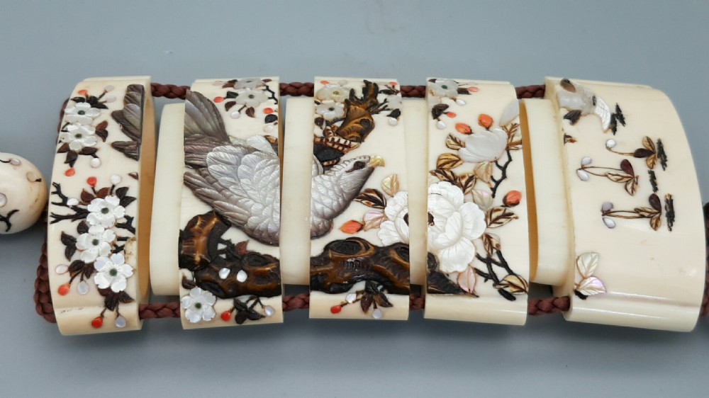 Magnificent Japanese Meiji Shibayama Suite of Inro, Netsuke & Ojime View V