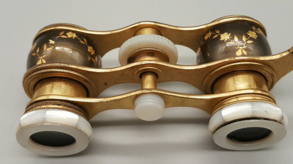 Lovely Pair of Vintage French Ormolu and Mother-of-Pearl Opera Glasses