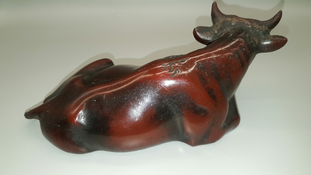 Lovely Japanese Meiji Bronze of a Reclining Cow View II